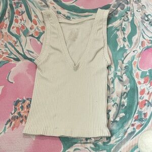 Women's Cream Sleeveless Knit Top
